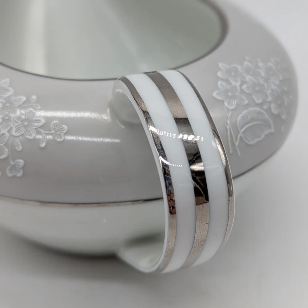 Noritake Sabrina White Grey Silver Floral Ceramic Creamer